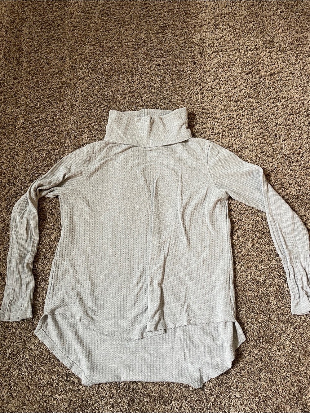 Susina Light Gray Ribbed Knit Hoodie